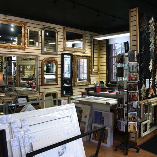 Artwork and mirrors at Hall of Frames on King Street Belper